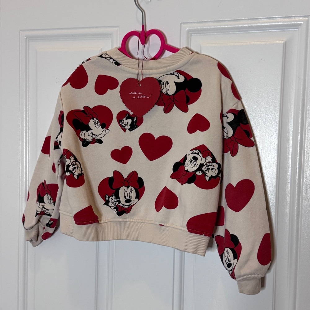 Disney Minnie Mouse Heart Pattern Hoodie - Red & Cream